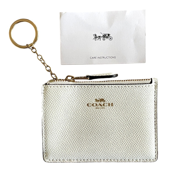 NWT COACH Chalk White Leather Skinny Mini ID Case Credit Card Holder Key Chain - Picture 6 of 7